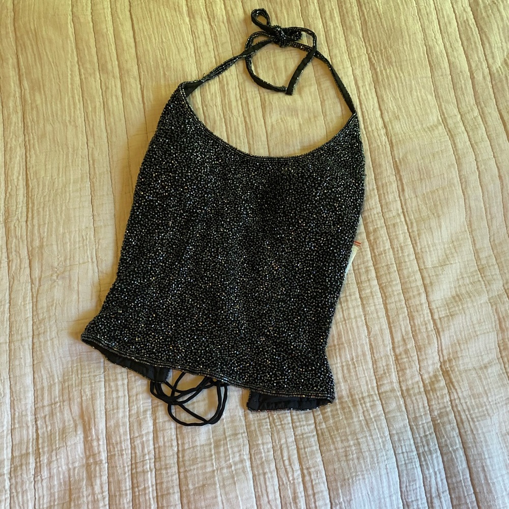 Andretta Donatello Beaded Halter Top
